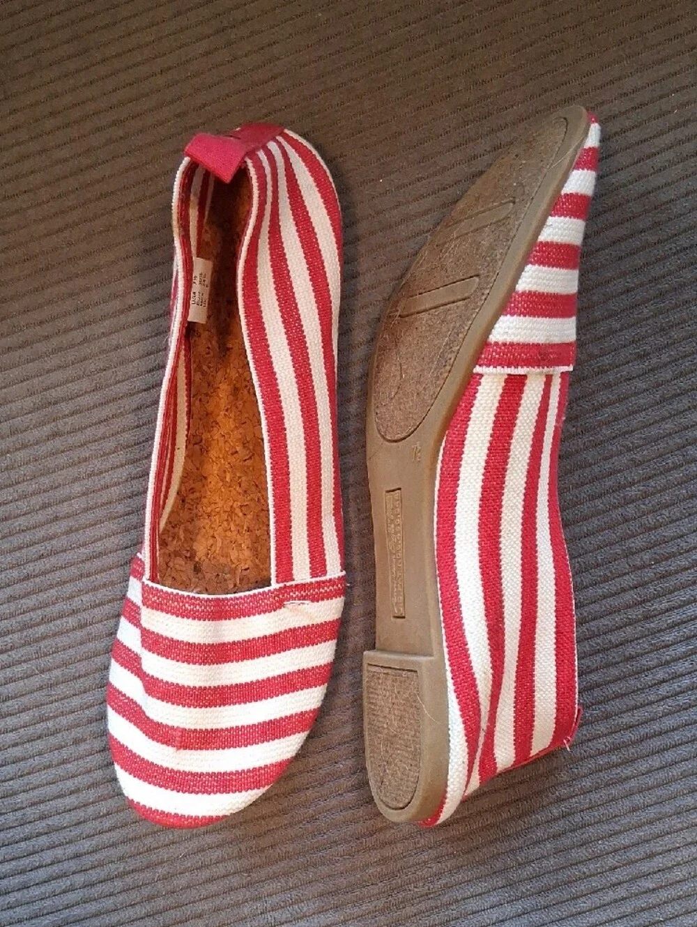 American Eagle By Payless Red and White Striped Flats